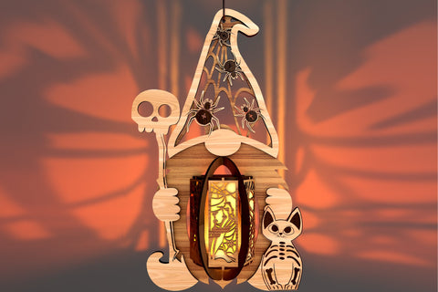 Halloween Spooky Gnome Lanterns, Wood Cut Templates SVG LaserCutano 