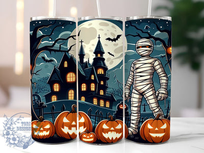 Halloween Spooky Mummy 20oz Skinny Tumbler, Mummy Tumbler Png, Straight & Tapered Tumbler Wrap, Instant Digital Download Sublimation ToriDesigns 