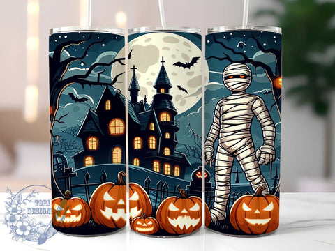 Halloween Spooky Mummy 20oz Skinny Tumbler, Mummy Tumbler Png, Straight & Tapered Tumbler Wrap, Instant Digital Download Sublimation ToriDesigns 