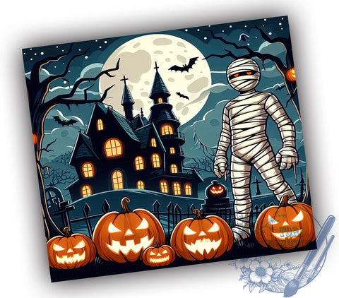 Halloween Spooky Mummy 20oz Skinny Tumbler, Mummy Tumbler Png, Straight & Tapered Tumbler Wrap, Instant Digital Download Sublimation ToriDesigns 