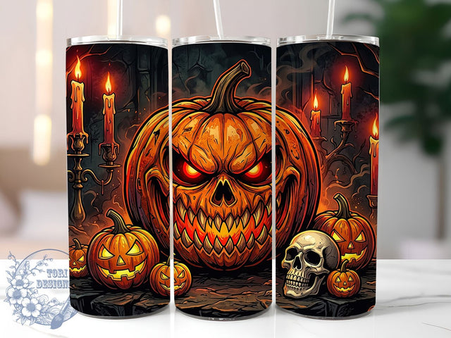 Halloween Spooky Pumpkin 20oz Tumbler, Spooky pumpkin design, Halloween tumbler wrap, 20oz skinny tumbler, Pumpkin halloween print, Halloween pumpkin wrap, Sublimation halloween design Sublimation ToriDesigns 