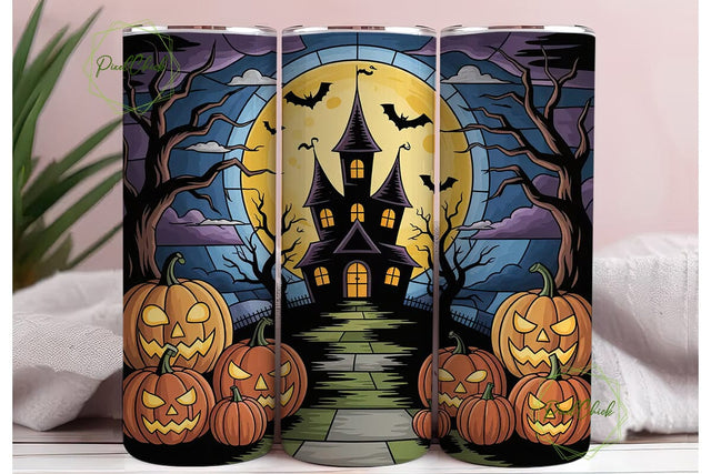 Halloween Stained Glass 20oz Tumbler Sublimation PixelChick 
