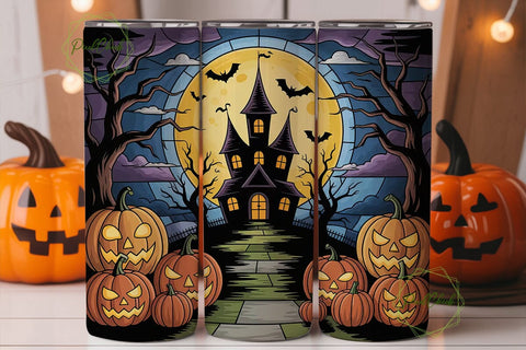 Halloween Stained Glass 20oz Tumbler Sublimation PixelChick 