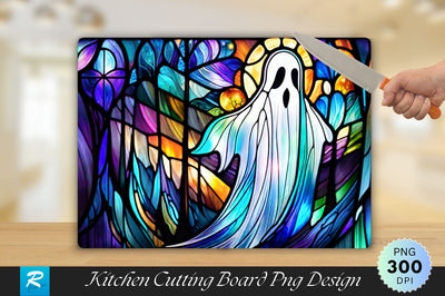 Halloween Stained Glass Ghost Cutting Board Sublimation Regulrcrative 