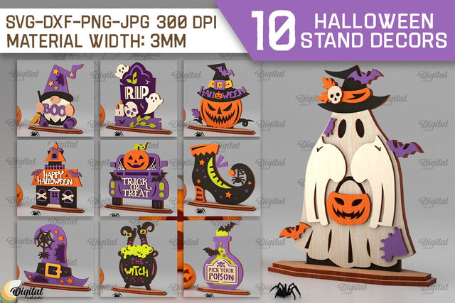 Halloween Stand Decors LaserCut Bundle. Spooky Halloween SVG SVG Evgenyia Guschina 