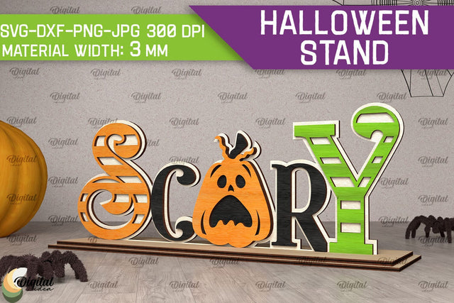 Halloween Stand Laser Cut Design. Spooky Halloween Decor SVG SVG Evgenyia Guschina 