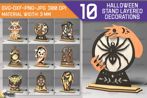 Halloween Stand Layered Decorations Laser Cut Bundle SVG Evgenyia Guschina 