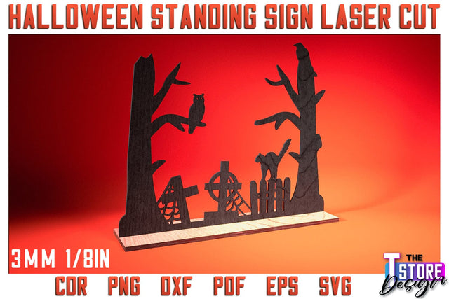 Halloween Standing Sign | Halloween Design | Home Décor | Decorative Standing Sign | CNC File SVG The T Store Design 