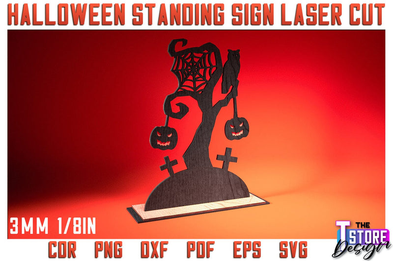 Halloween Standing Sign | Halloween Design | Home Décor | Decorative Standing Sign | CNC File SVG The T Store Design 