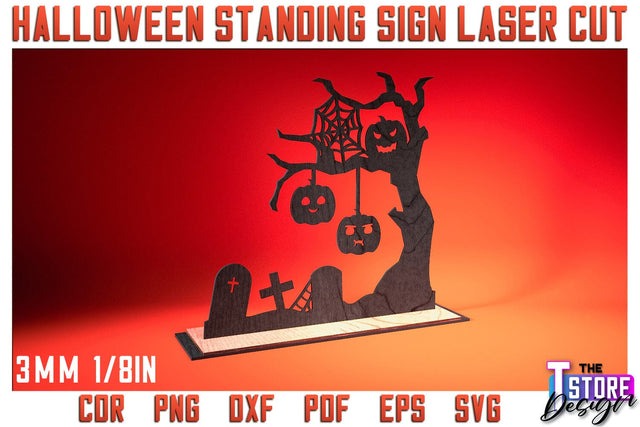 Halloween Standing Sign | Halloween Design | Home Décor | Decorative Standing Sign | CNC File SVG The T Store Design 