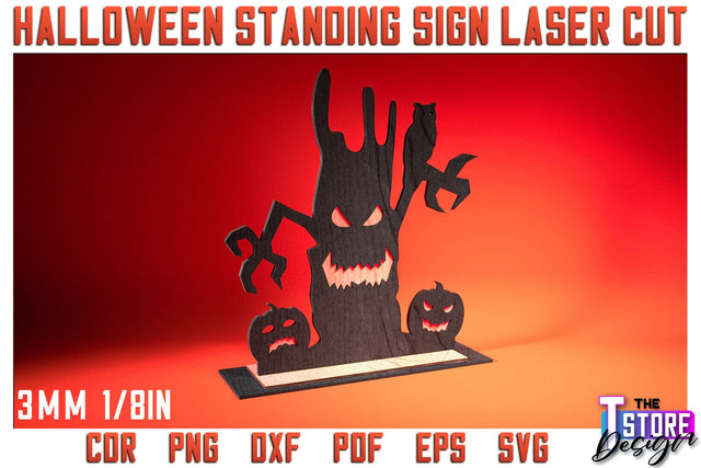 Halloween Standing Sign | Halloween Design | Home Décor | Decorative Standing Sign | CNC File SVG The T Store Design 