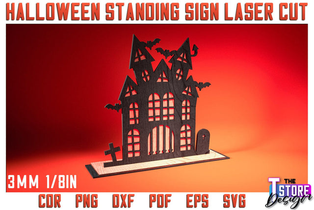 Halloween Standing Sign | Halloween Design | Home Décor | Decorative Standing Sign | CNC File SVG The T Store Design 
