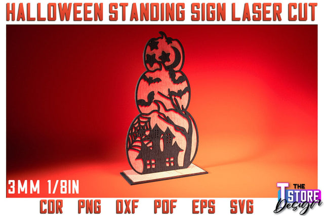 Halloween Standing Sign | Halloween Design | Home Décor | Decorative Standing Sign | CNC File SVG The T Store Design 