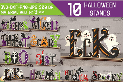 Halloween Stands LaserCut Bundle. Spooky Halloween Decor SVG SVG Evgenyia Guschina 