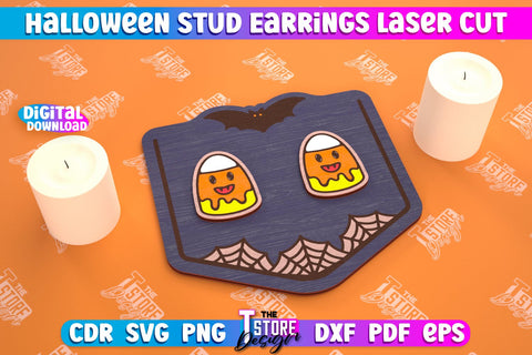 Halloween Stud Earrings Bundle | Jewelry Design | Bijoux Design | CNC Files SVG The T Store Design 