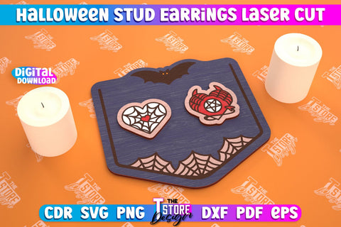 Halloween Stud Earrings Bundle | Jewelry Design | Bijoux Design | CNC Files SVG The T Store Design 
