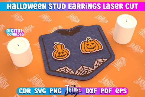 Halloween Stud Earrings Bundle | Jewelry Design | Bijoux Design | CNC Files SVG The T Store Design 