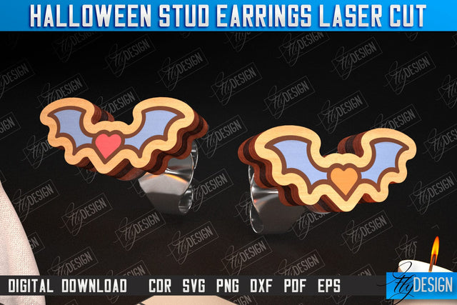 Halloween Stud Earrings | Jewelry Design | Bijoux Design | CNC File SVG Fly Design 