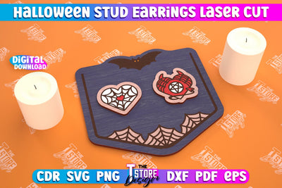 Halloween Stud Earrings | Jewelry Design | Bijoux Design | CNC Files SVG The T Store Design 