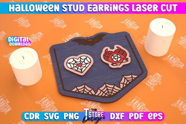 Halloween Stud Earrings | Jewelry Design | Bijoux Design | CNC Files SVG The T Store Design 