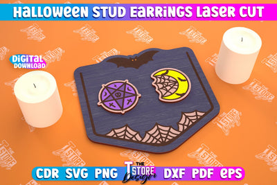 Halloween Stud Earrings | Jewelry Design | Bijoux Design | CNC Files SVG The T Store Design 