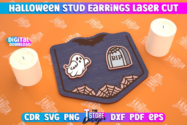 Halloween Stud Earrings | Jewelry Design | Bijoux Design | CNC Files SVG The T Store Design 