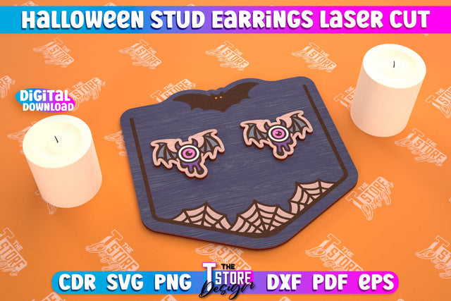 Halloween Stud Earrings | Jewelry Design | Bijoux Design | CNC Files SVG The T Store Design 