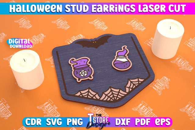 Halloween Stud Earrings | Jewelry Design | Bijoux Design | CNC Files SVG The T Store Design 
