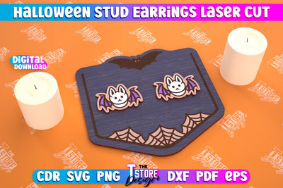 Halloween Stud Earrings | Jewelry Design | Bijoux Design | CNC Files SVG The T Store Design 