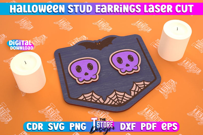 Halloween Stud Earrings | Jewelry Design | Bijoux Design | CNC Files SVG The T Store Design 