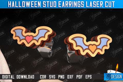 Halloween Stud Earrings Laser Cut Bundle | Jewelry Design | Bijoux Design | CNC Files SVG Fly Design 