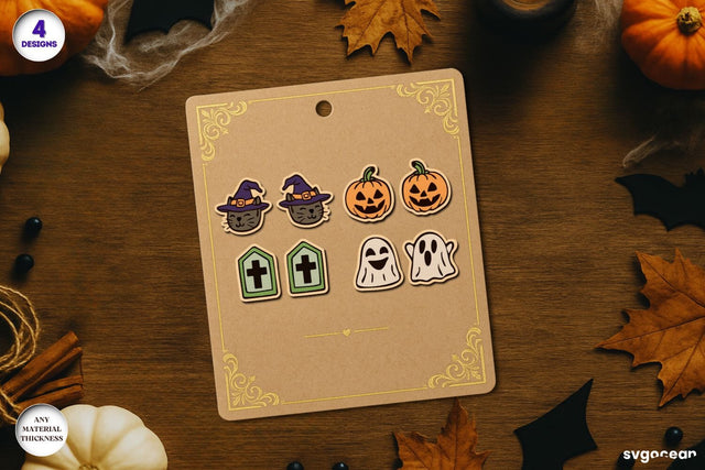 Halloween Stud Earrings Laser Cut SVG SvgOcean 