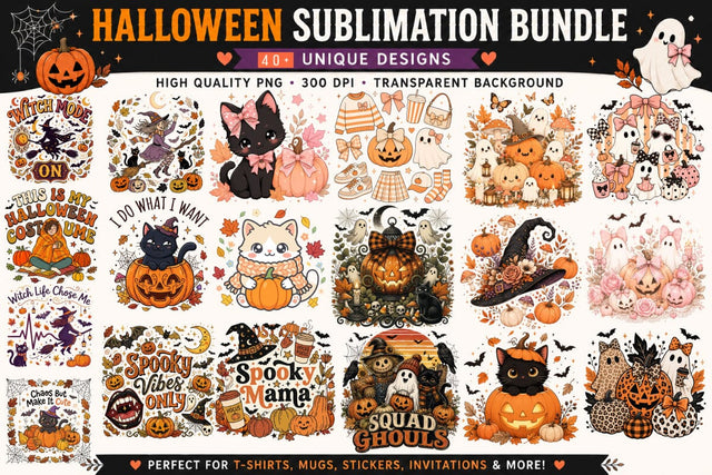 Halloween sublimation Bundle,Halloween png,Spooky sublimation,Halloween mega bundle,Halloween SVG Bundle,Halloween Shirt Designs,Halloween Clipart Bundle ,40+ Halloween PNG Designs Sublimation BlackCatsMedia 