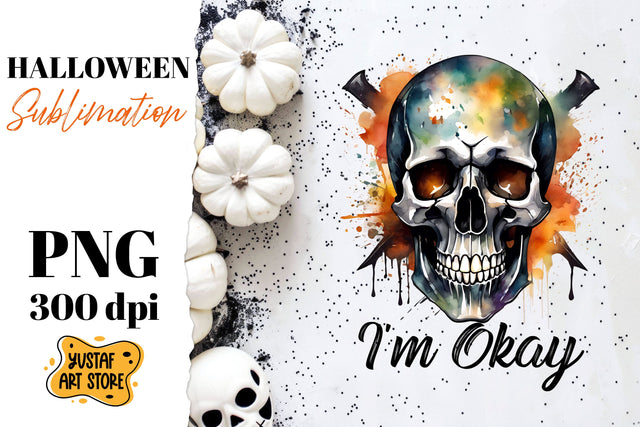 Halloween sublimation design. Skull sublimation. Sublimation Yustaf Art Store 