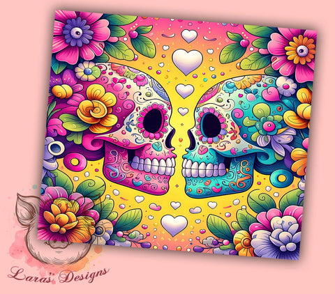 Halloween Sugar Skull 20oz Tumbler Png, Straight & Tapered Tumbler Png, Day Of The Dead Tumbler Png, Digital Download PNG Sublimation Lara' s Designs 