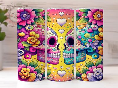 Halloween Sugar Skull 20oz Tumbler Png, Straight & Tapered Tumbler Png, Day Of The Dead Tumbler Png, Digital Download PNG Sublimation Lara' s Designs 