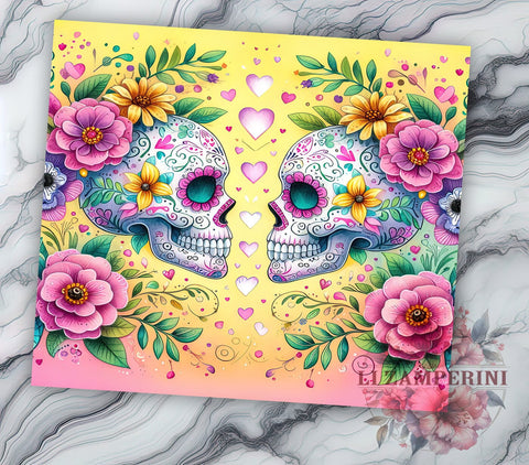 Halloween Sugar Skull 20oz Tumbler Wrap PNG, Day Of The Dead Tumbler Png, Straight & Tapered Tumbler Wrap, Instant Digital Download Sublimation Li Zamperini 