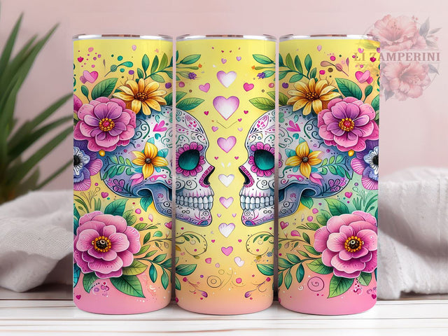 Halloween Sugar Skull 20oz Tumbler Wrap PNG, Day Of The Dead Tumbler Png, Straight & Tapered Tumbler Wrap, Instant Digital Download Sublimation Li Zamperini 