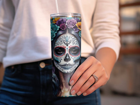Halloween Sugar Skull Tumbler wrap Sublimation Luvleigh Digitals 