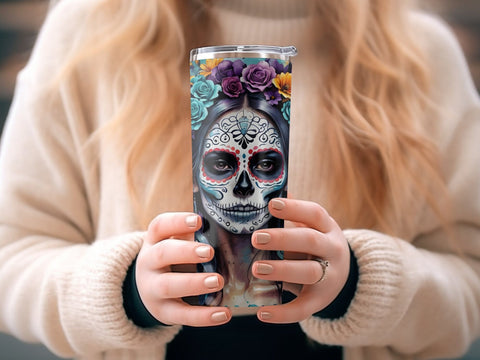 Halloween Sugar Skull Tumbler wrap Sublimation Luvleigh Digitals 