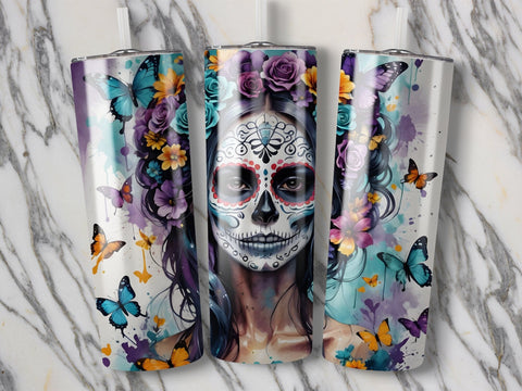 Halloween Sugar Skull Tumbler wrap Sublimation Luvleigh Digitals 