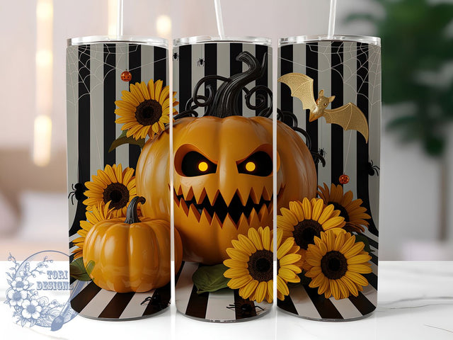 Halloween Sunflower Pumpkin Fall Tumbler, Pumpkin Coffee Cup, Fall Floral Wrap, Autumn Sublimation Design, Sunflower Pumpkin Mug, 20Oz Tumbler Wrap, Harvest Drinkware Sublimation ToriDesigns 