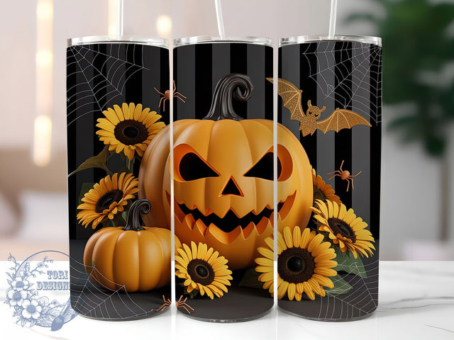 Halloween Sunflower Pumpkin Fall Tumbler, Pumpkin Coffee Cup, Fall Floral Wrap, Autumn Sublimation Design, Sunflower Pumpkin Mug, 20Oz Tumbler Wrap, Harvest Drinkware Sublimation ToriDesigns 