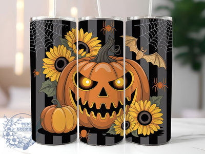 Halloween Sunflower Pumpkin Fall Tumbler, Pumpkin Coffee Cup, Fall Floral Wrap, Autumn Sublimation Design, Sunflower Pumpkin Mug, 20Oz Tumbler Wrap, Harvest Drinkware Sublimation ToriDesigns 