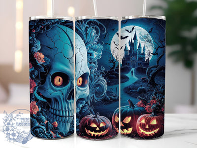Halloween Sunflower Spooky Witchy Ghost 20oz Skinny Tumbler, Spooky Tumbler Png, Straight & Tapered Tumbler Wrap, Instant Digital Download Sublimation ToriDesigns 