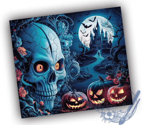 Halloween Sunflower Spooky Witchy Ghost 20oz Skinny Tumbler, Spooky Tumbler Png, Straight & Tapered Tumbler Wrap, Instant Digital Download Sublimation ToriDesigns 