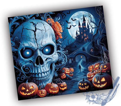 Halloween Sunflower Spooky Witchy Ghost 20oz Skinny Tumbler, Spooky Tumbler Png, Straight & Tapered Tumbler Wrap, Instant Digital Download Sublimation ToriDesigns 