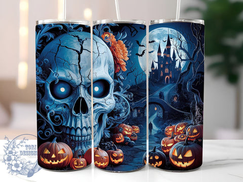 Halloween Sunflower Spooky Witchy Ghost 20oz Skinny Tumbler, Spooky Tumbler Png, Straight & Tapered Tumbler Wrap, Instant Digital Download Sublimation ToriDesigns 