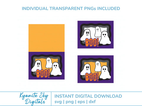 Halloween SVG 3-D ghost shadowbox tunnel card spooky cute ghosts boo! SVG Kyanite Sky Digitals 