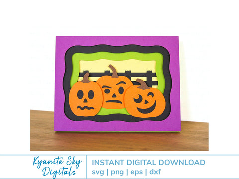 Halloween SVG 3-D jack-o-lantern fall autumn shadowbox tunnel card SVG Kyanite Sky Digitals 